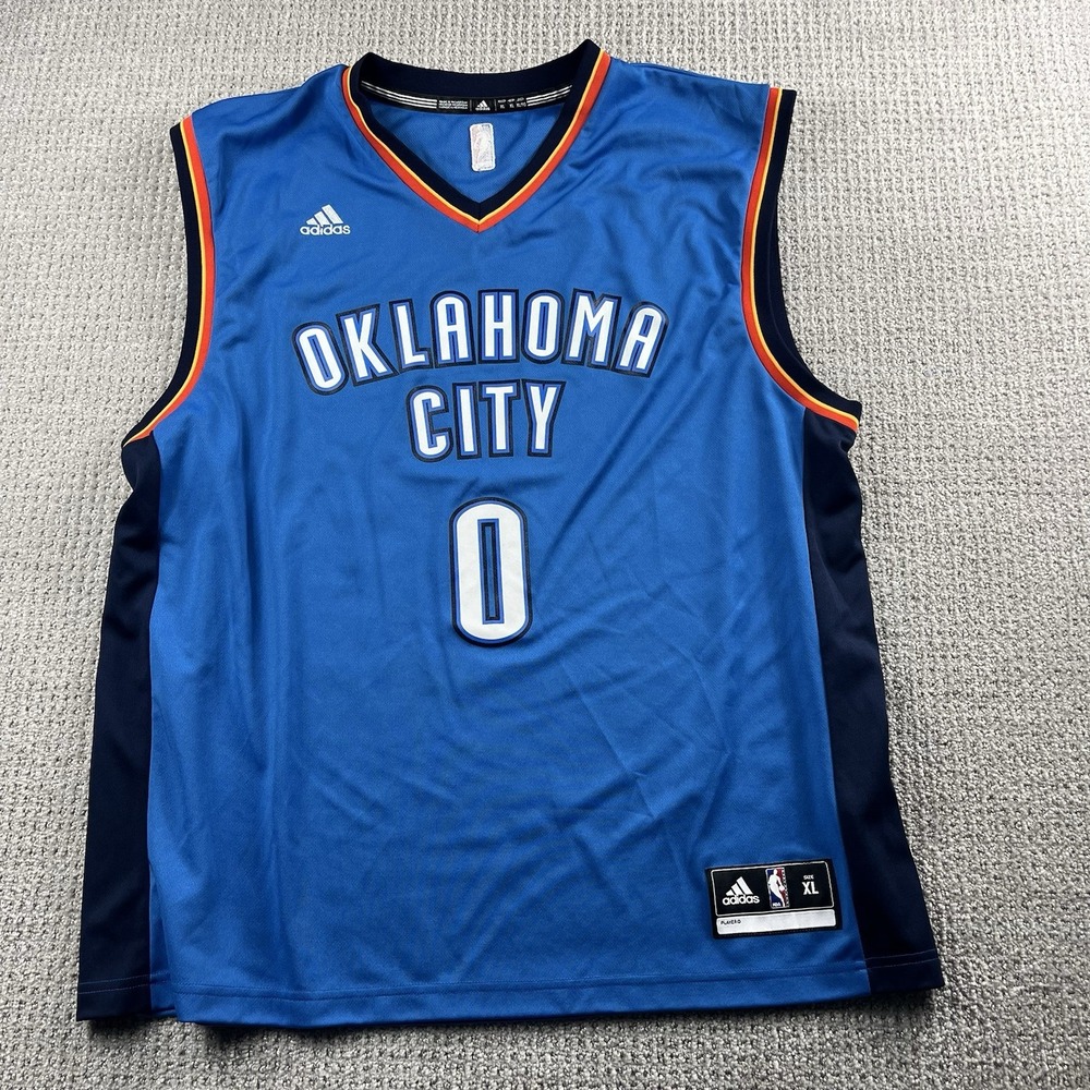 Adidas Oklahoma City Thunder Russell Westbrook #0 NBA Jersey Men's XL Blue NBA